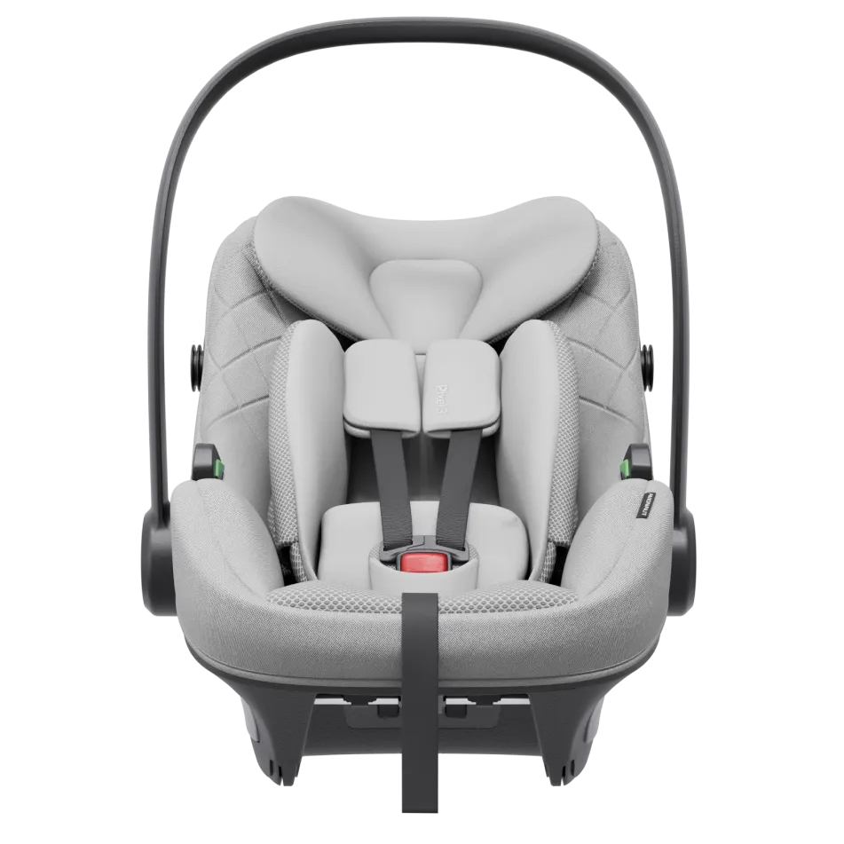 Avionaut Pixel 3 Infant Carrier Car Seat, lightweight design with modular insert system, suitable from birth to 13kg, featuring a memory foam headrest and side impact panel.