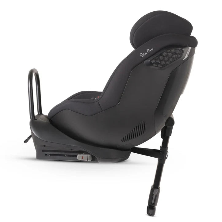 Black Silver Cross Perform car seat with adjustable base on a white background