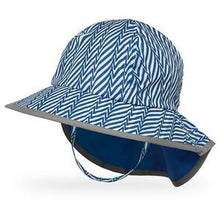 Load image into Gallery viewer, Sunday Afternoons Kids Sun Play Hat UPF50+ Blue Electric Stripe Rearfacing.ie
