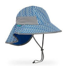 Load image into Gallery viewer, Sunday Afternoons Kids Sun Play Hat UPF50+ Blue Electric Stripe Rearfacing.ie
